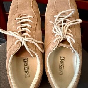 Lands' End Tan Sneakers Suede Casual Comfort